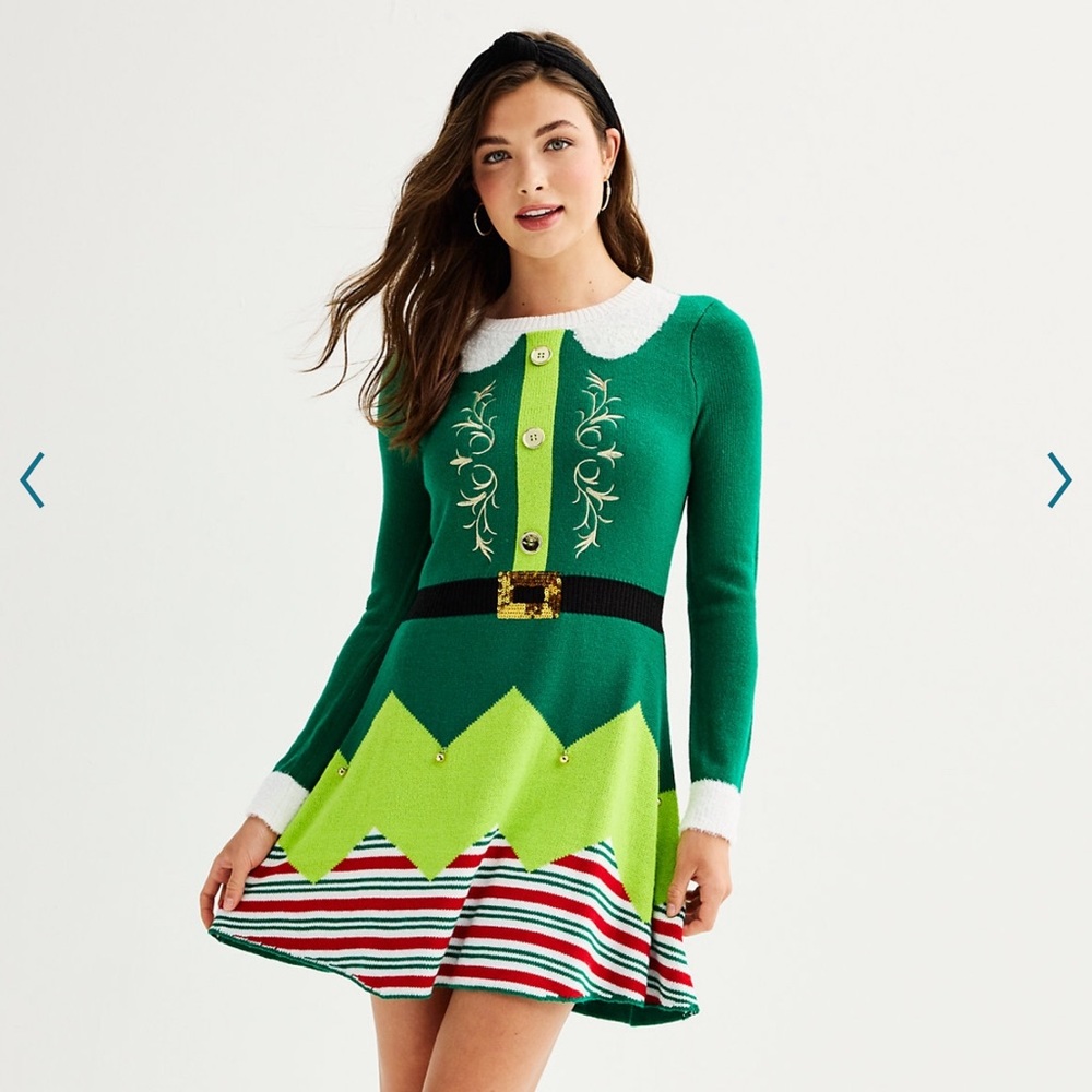 Juniors' Born Famous Elf Sweater Dress
X SMALL, Elf